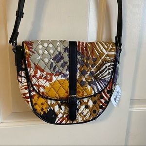 NWT Vera Bradley painted feathers slim saddle bag